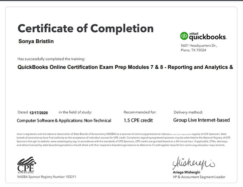 QuickBooks Certifications