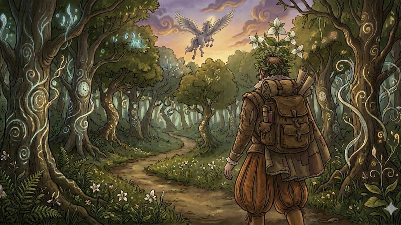 Fakespeare walking into the forest