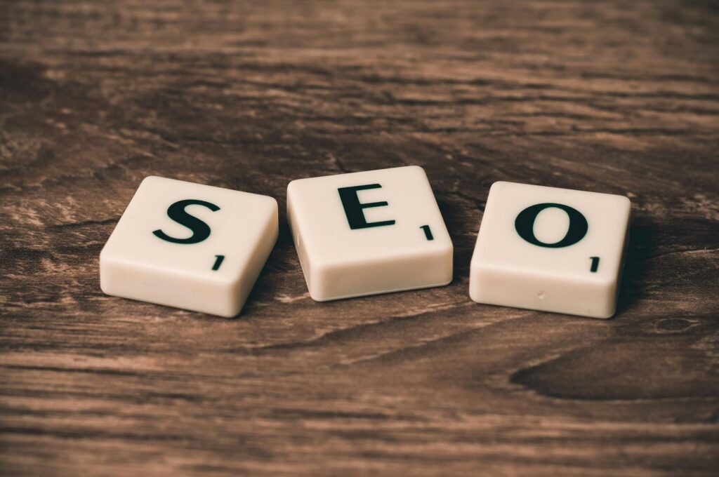 Image of 3 tiles spelling out "SEO"