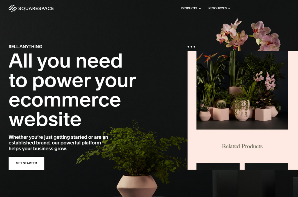 Image of the Square Space website