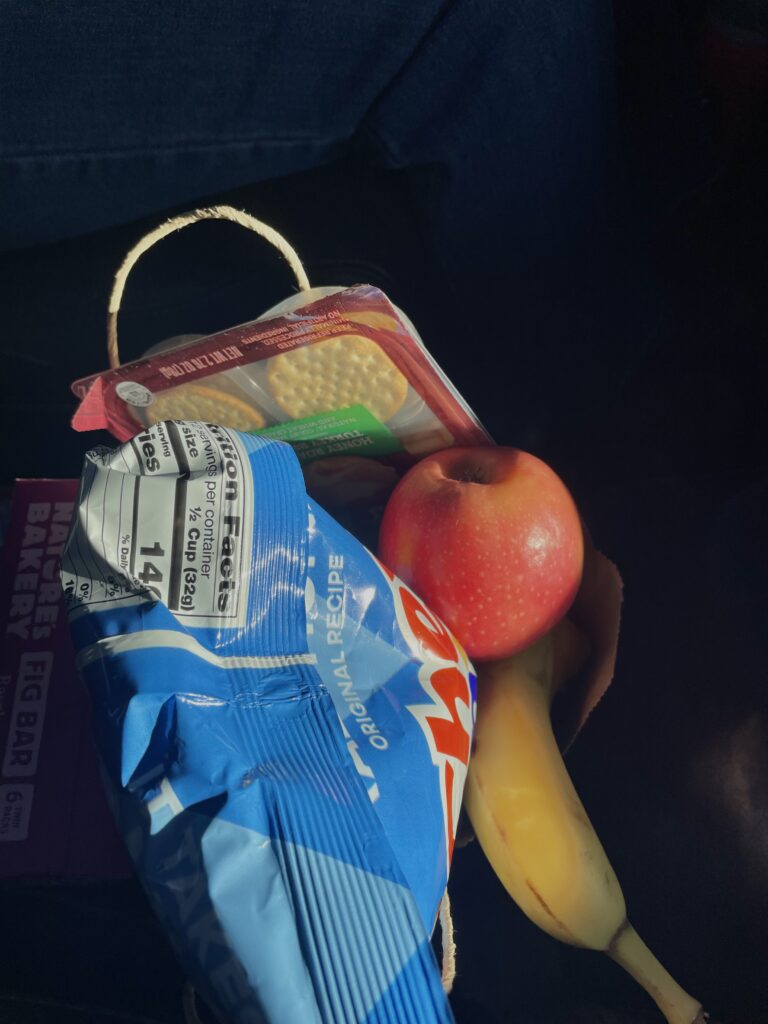 Photo of a bag of snacks glowing in the sunlight
